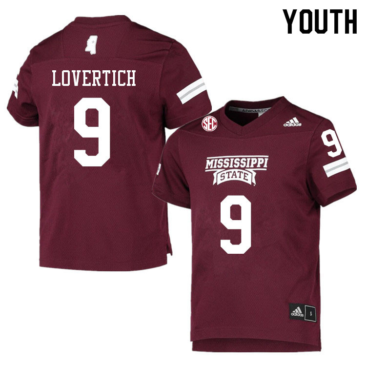 Youth #9 Chance Lovertich Mississippi State Bulldogs College Football Jerseys Sale-Maroon - Click Image to Close